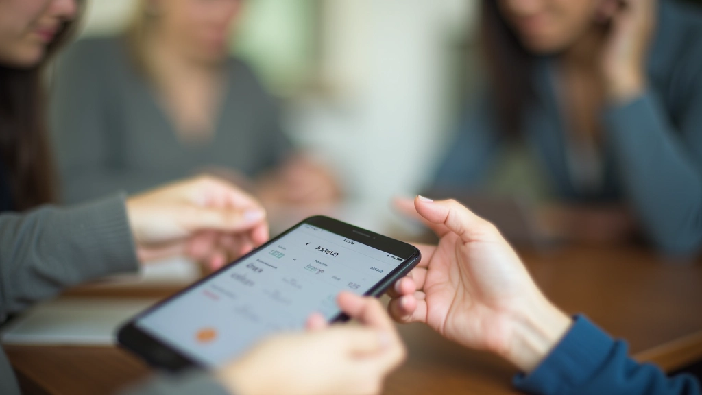 Smartphone showing budget tracking app with colorful category charts and spending data